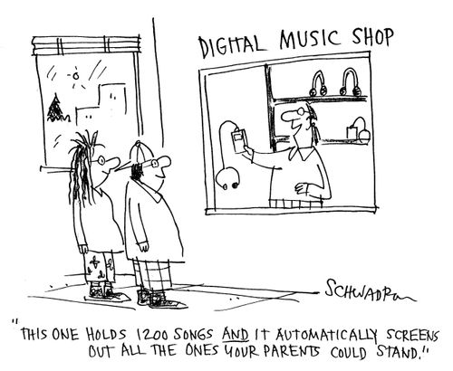 'This one holds 1200 songs AND it automatically screens out all the ones your parents could stand.'