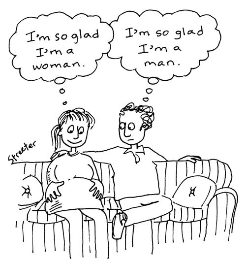 Pregnant couple: I'm so glad I'm a woman/I'm so glad I'm a man.