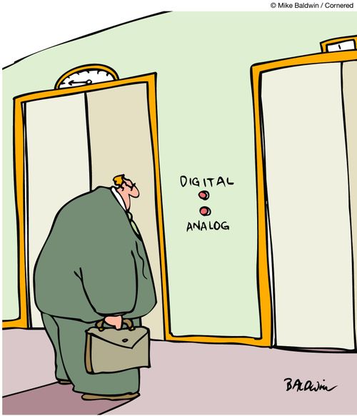 Digital or analog elevators.