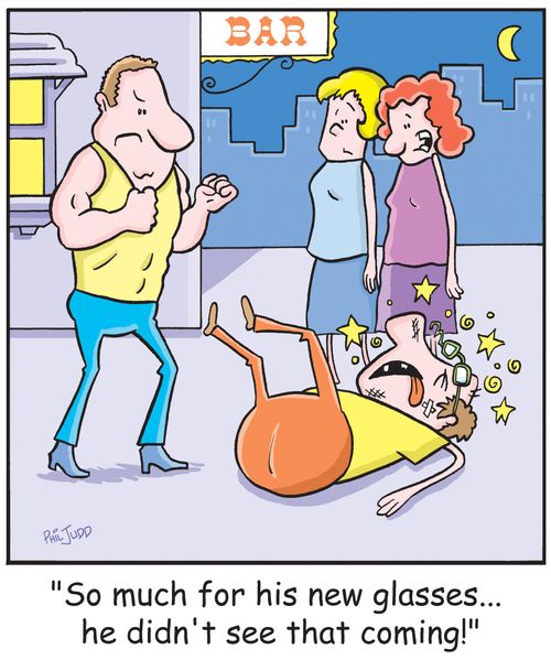 'So much for his new glasses...he didn't see that coming'