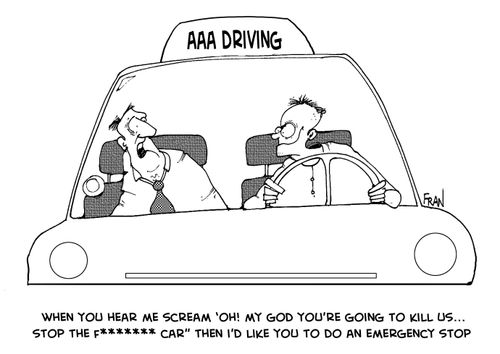 when you hear me scream' oh my god you're going  to kill us...stop the f***** car'' then I'd like you to apply the emergency brake