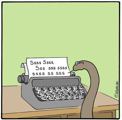Snake, typing letter.