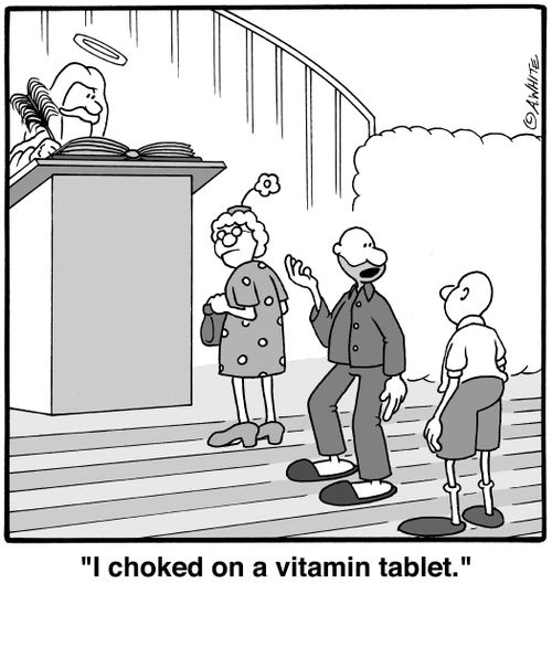 'I choked on a vitamin tablet.'