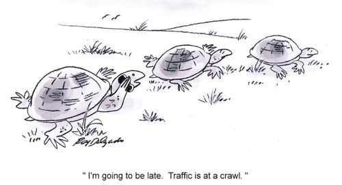 'I'm going to be late. Traffic is at a crawl.'