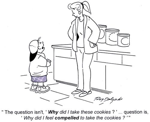 'The question isn't, 'Why did I take these cookies?'. . .question is, 'Why did I feel compelled to take the cookies'?'