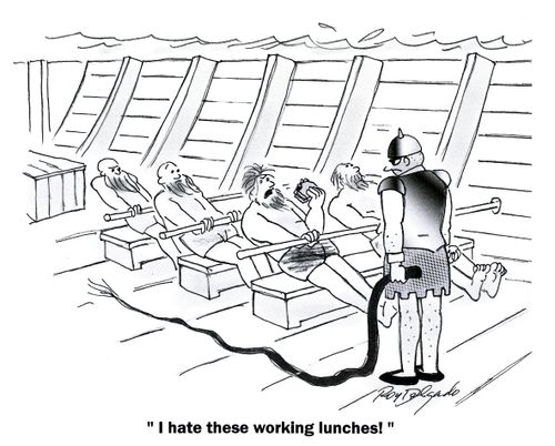 'I hate these working lunches!'