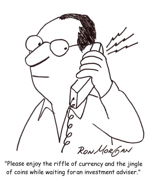 'Please enjoy the riffle of currency and the jingle of coins while waiting for an investment counselor.'