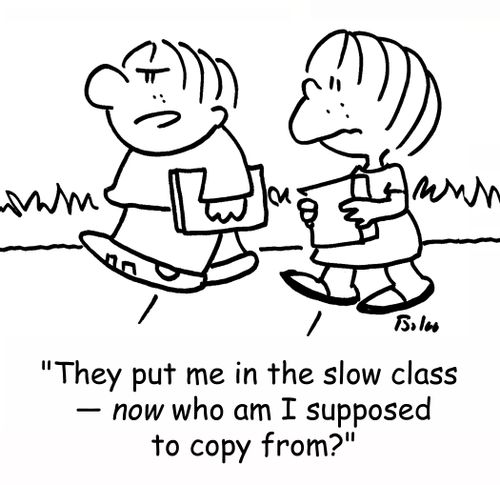 'They put me in the slow class - NOW who am I supposed to copy from?'