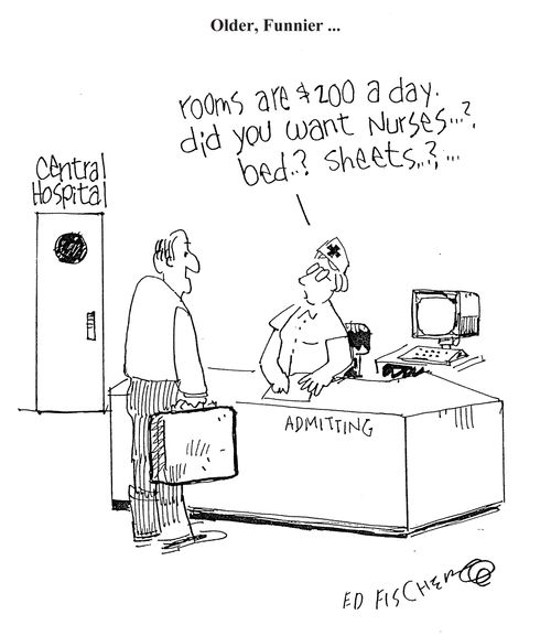 'Rooms are £200 a day. Did you want nurses...? Bed...? Sheets...?...'