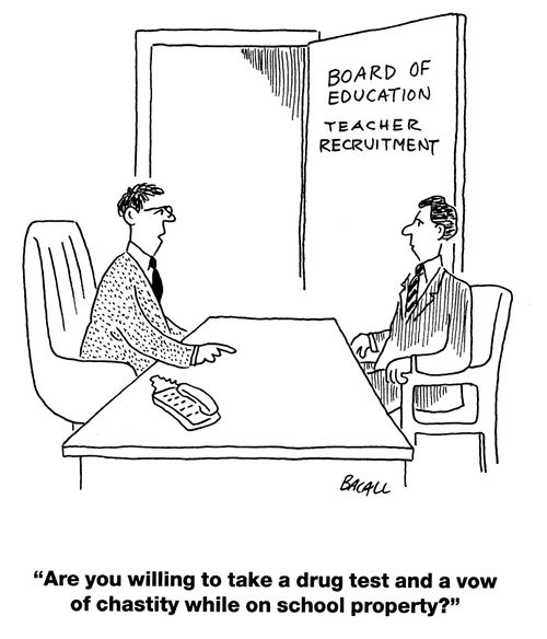 'Are you willing to take a drug test and a vow of chastity while on school property?'