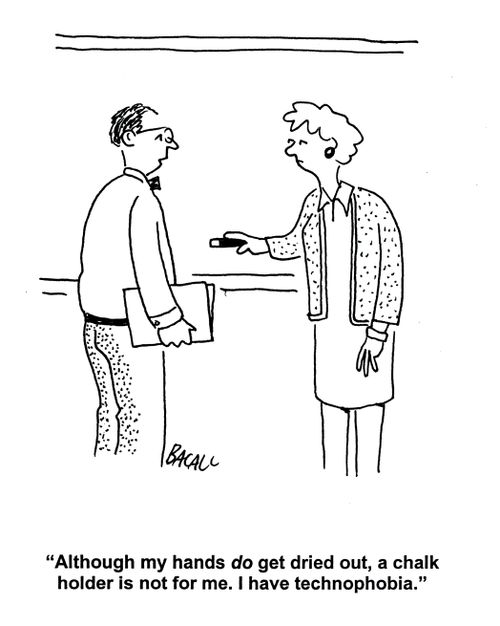 'Although my hands do get dried out, a chalk holder is not for me. I have technophobia.'