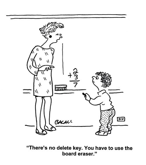 'There's no delete key. You have to use the board eraser.'