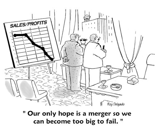 'Our only hope is a merger so we can become too big to fail.'
