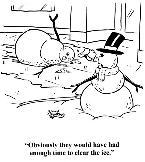 Snowman about snowman fallen on ice: 'Obviously they would have had time to clear the ice.'