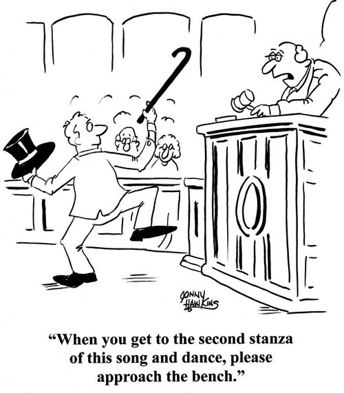 Judge about dancing lawyer: 'When you get to the second stanza of this song and dance, please approach the bench.'