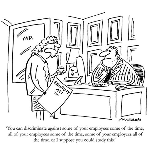 You can discriminate against some of your employees some of the time, all of your employees some of the time, some of your employees all of the time, or I suppose you could study this.'