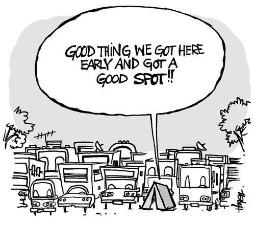 'Good thing we got here early and got a good spot!!'