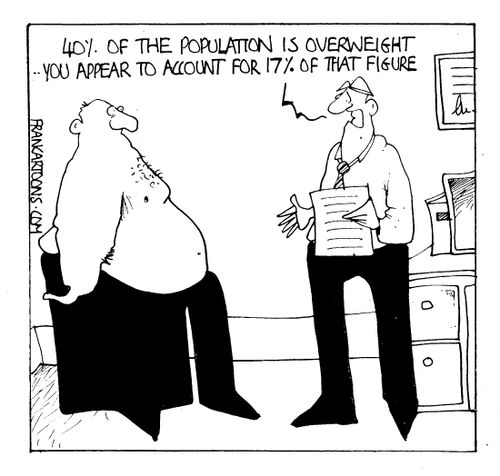 " 40% of the population is overweight...you appear to account for 17% of that figure"