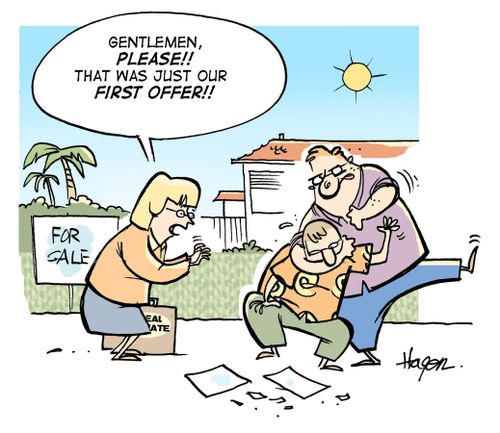 'Gentlemen, please!! That was just our first offer!!'