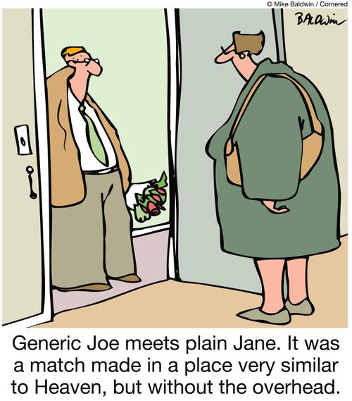 Generic Joe meets plain Jane. It was a match made in a place very similar to Heaven, but without the overhead.