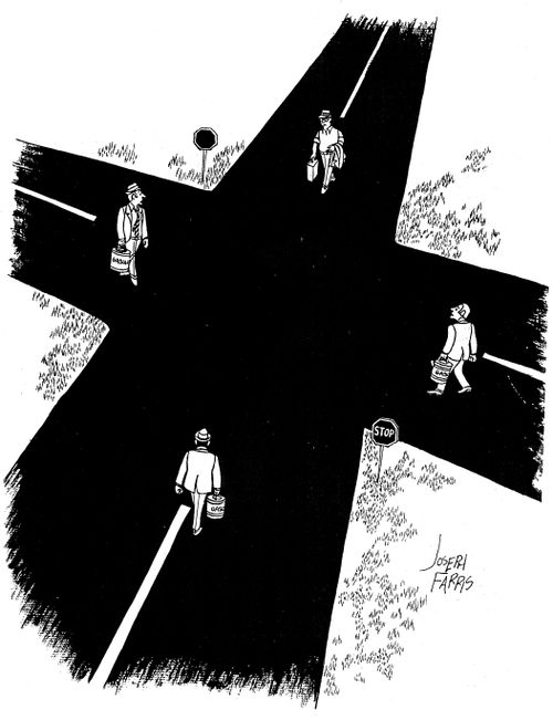 At a crossroads.