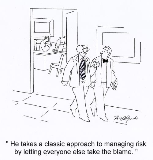 'He takes a classic approach to managing risk by letting everyone else take the blame.'