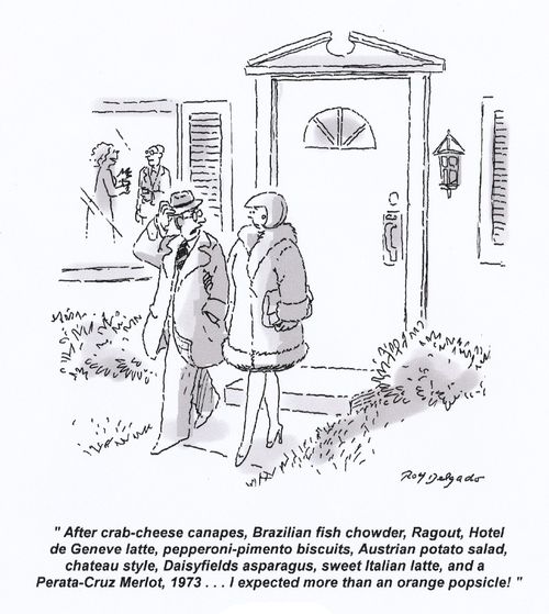 'After crab-cheese canapes, Brazilian fish chowder...'