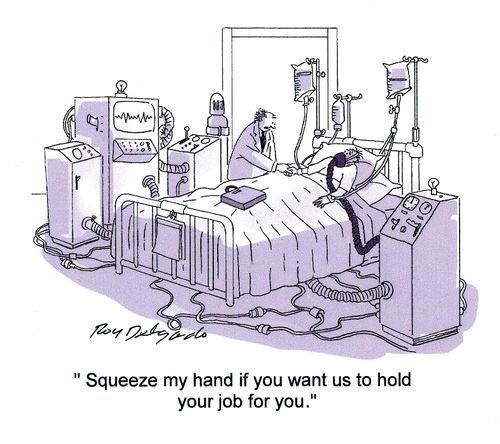 'Squeeze my hand if you want us to hold your job for you.'