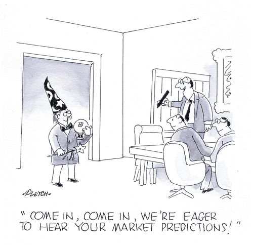 'Come in, come in, we;re eager to hear your market predictions!'