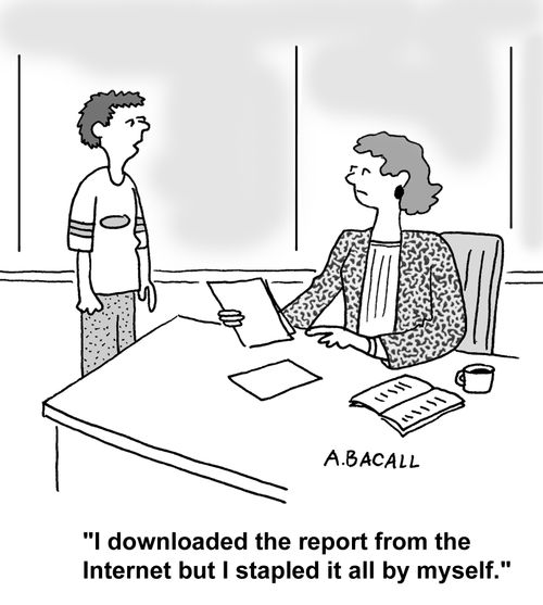 I downloaded the report from the internet, but stapled it myself.