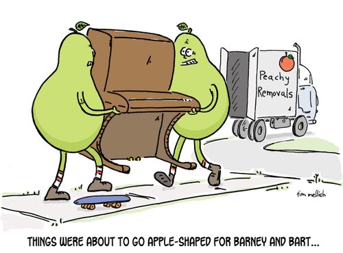 Things were about to go apple-shaped for Barney and Bart...