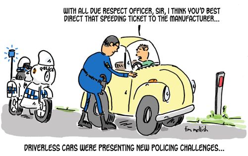 Driverless cars were presenting new policing challenges...