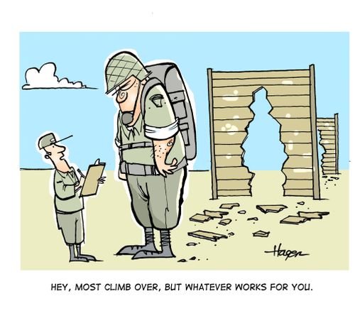'Hey, most climb over, but whatever works for you.'