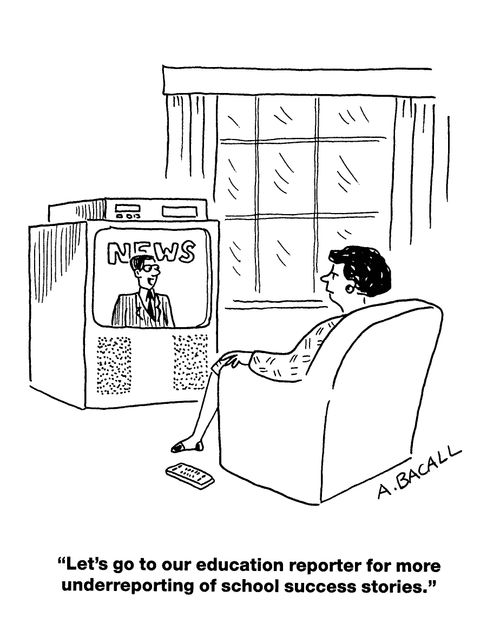 'Let's go to our education reporter for for more underreporting of school success stories.'