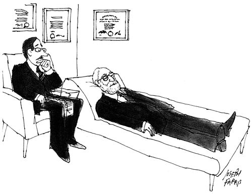 Psychiatrist analysing Sigmund Freud.