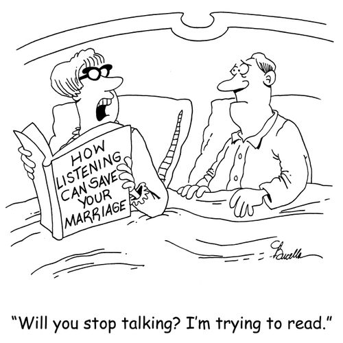 'Will you stop talking? I'm trying to read.'