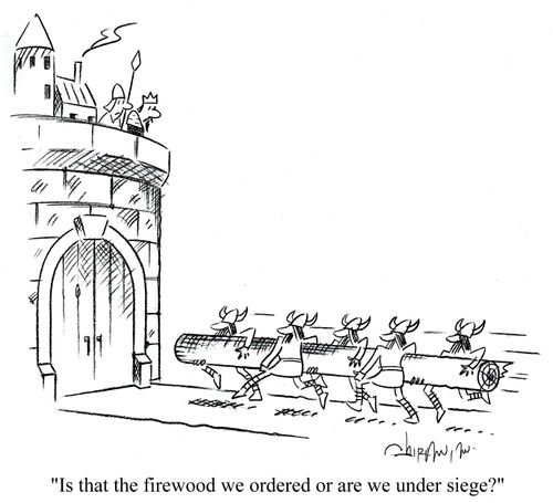 'Is that the firewood we ordered or are we under siege?'