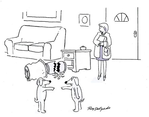 Dogs learn how to blame.