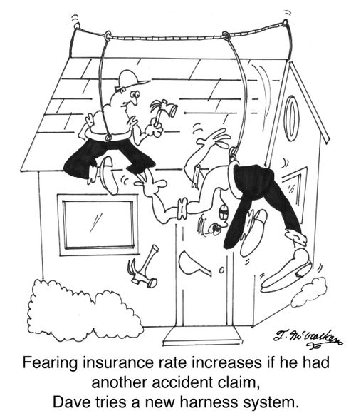 Fearing insurance rate increases if he had another accident claim, Dave tries a new harness system.