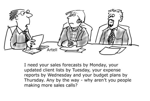 Boss loads sales people with paperwork and wonders why they aren't selling