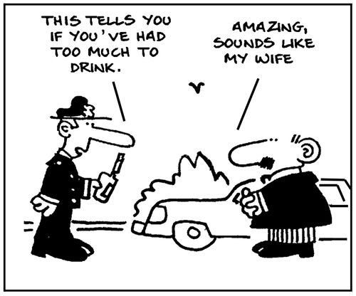 'This tells you if you've had too much to drink.' - 'Amazing, sounds like my wife.'