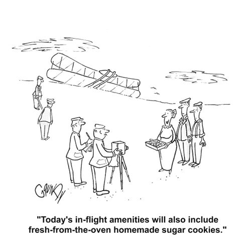 'Today's in-flight amenities will also include fresh-from-the-oven homemade sugar cookies.' 