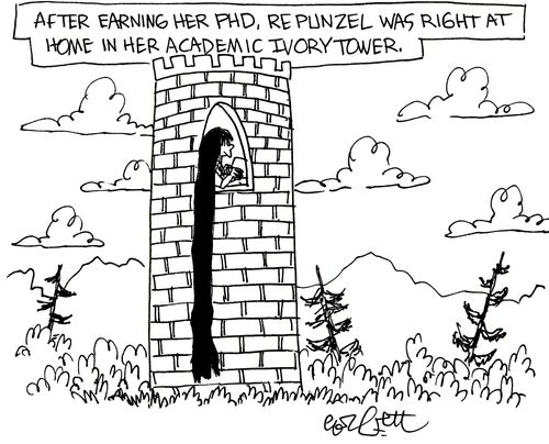 After earning her PHD, Repunzel was right ar home in her academic ivory tower.