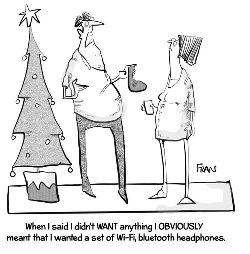 "When I said I didn't want anything I obviously meant that I wanted a set of Wi-Fi, bluetooth headphones."