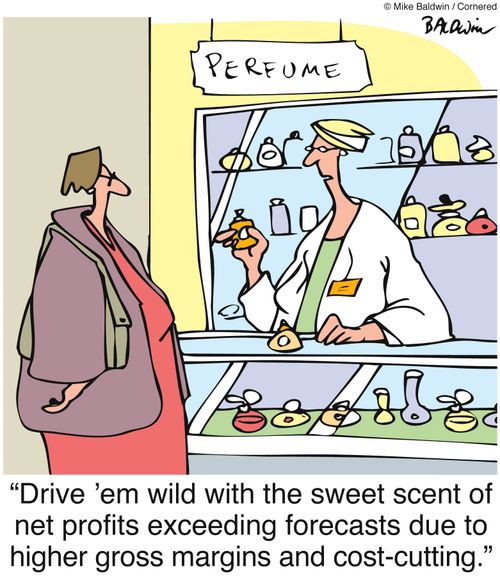'Drive 'em wild with the sweet scent of net profits exceeding forecasts due to higher gross margins and cost-cutting.'