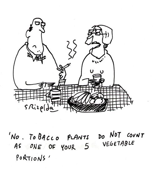 'NO. Tobacco plants do NOT count as one of your 5 vegetable portions'