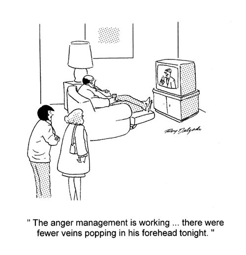 'The anger management is working... there were fewer veins popping in his forehead tonight.'