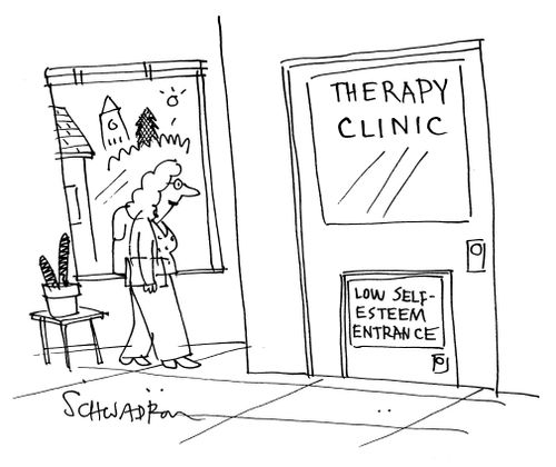 Therapy clinic with an entrance for people with low self-esteem