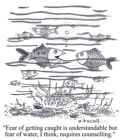 'Fear of getting caught is understandable but fear of water, I think, requires counselling.'