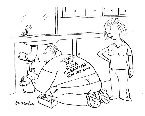 Plumber's t-shirt reads 'How's my bum cleavage?'